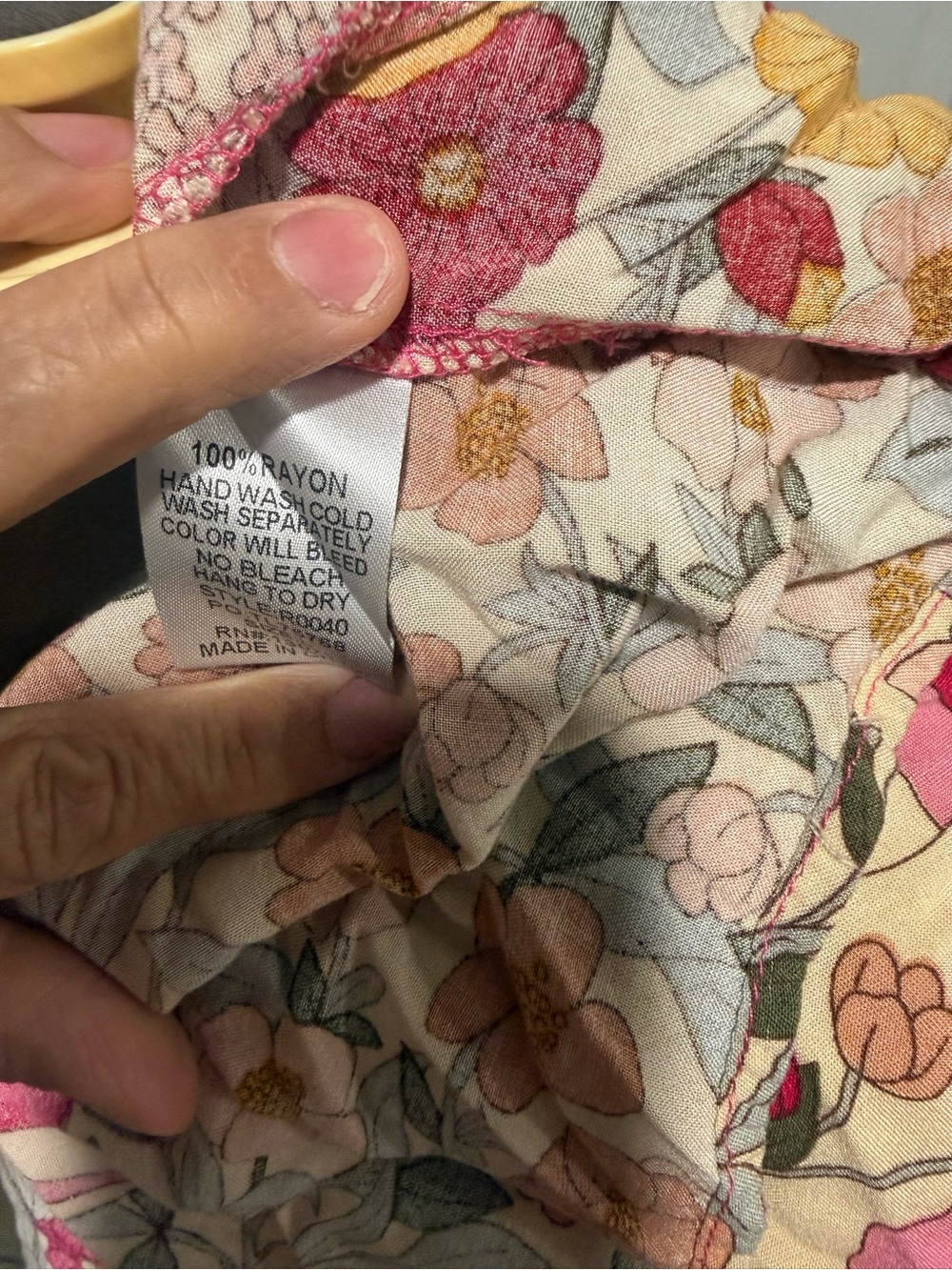 Umgee Floral V-Neck Casual Dress in Pink and Yellow - Picture 9 of 9